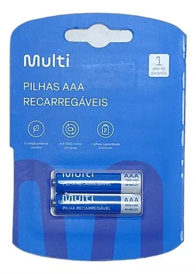 Pila Recargable Aaa 1000 Mh Multilaser Cb051 X2