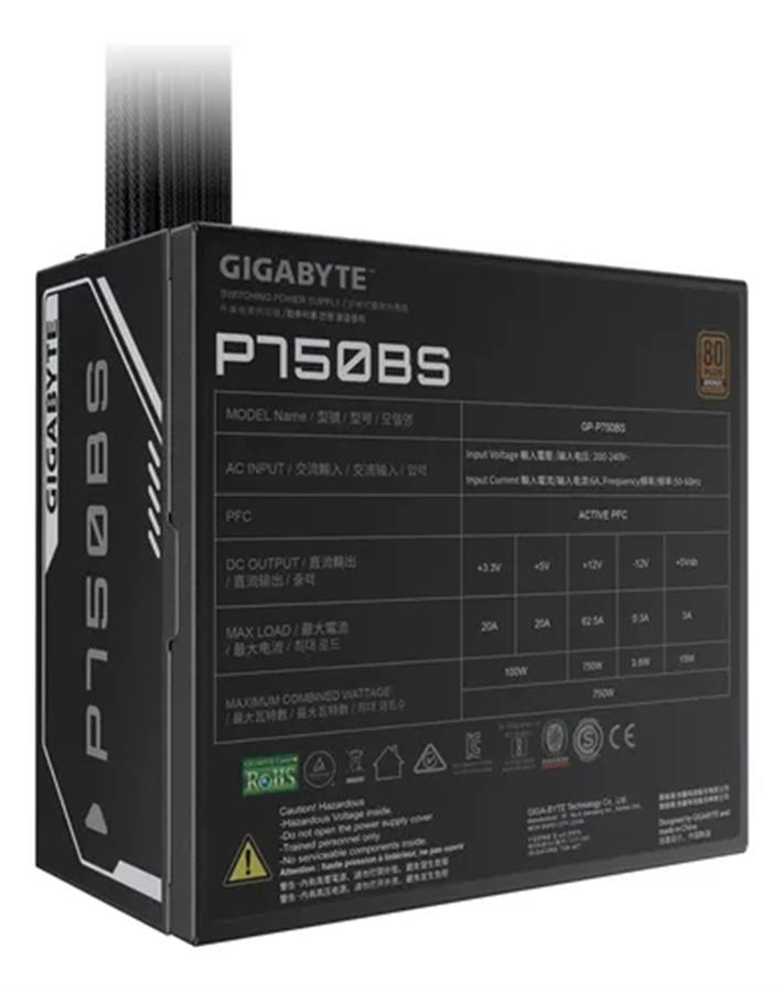 Fuente 750 W Gigabyte 80 Plus P750bs Bronze