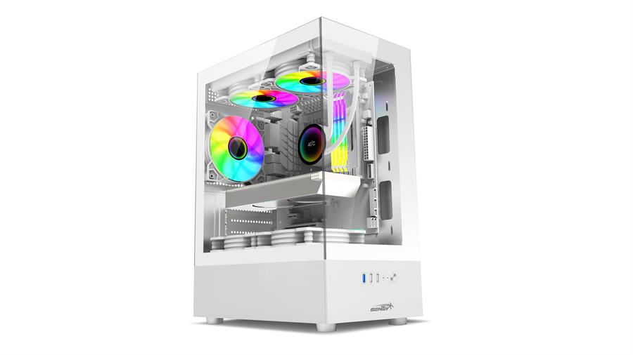 Gabinete Sentey H10 6100-Sf Blanco Rgb + 5 Coolers