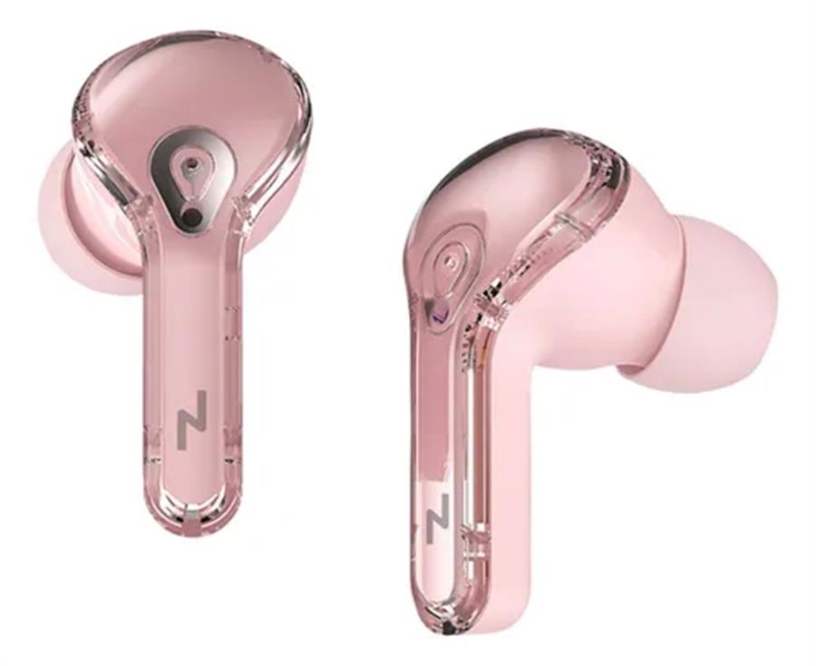 Auricular Bluetooth Noga Twins 48 Rosa Transparente