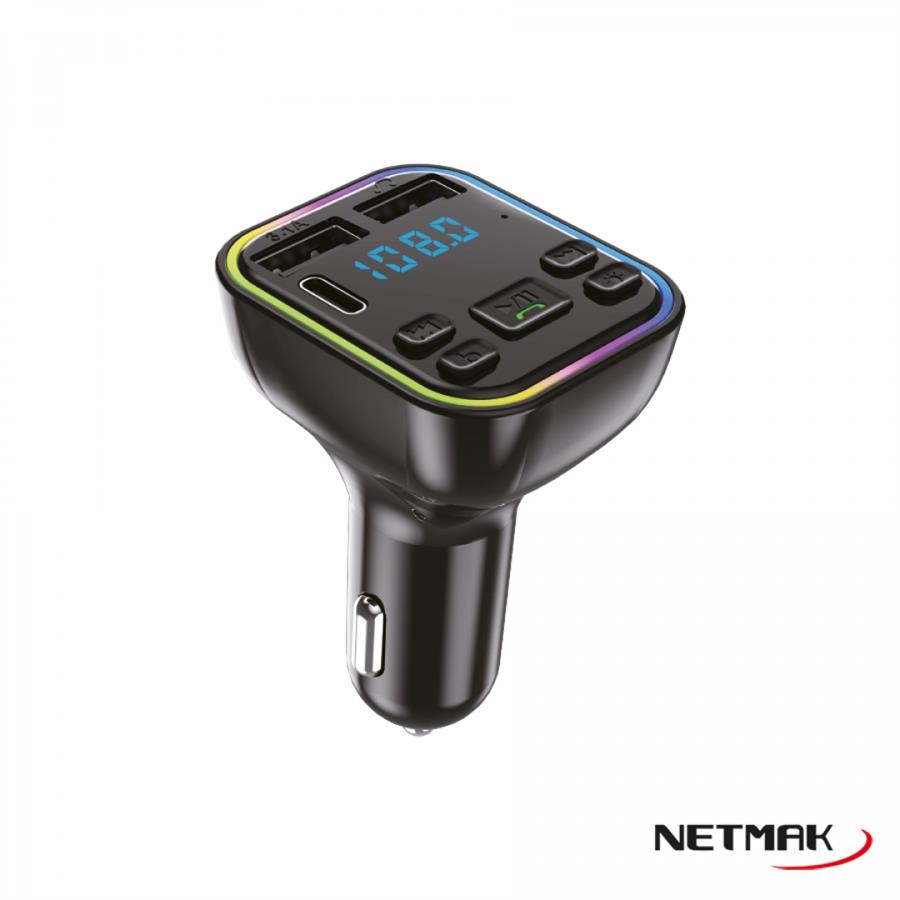 Cargador Celular Auto Netmak Nm-Car38  3.1a +BT (TRANSMISOR Fm)