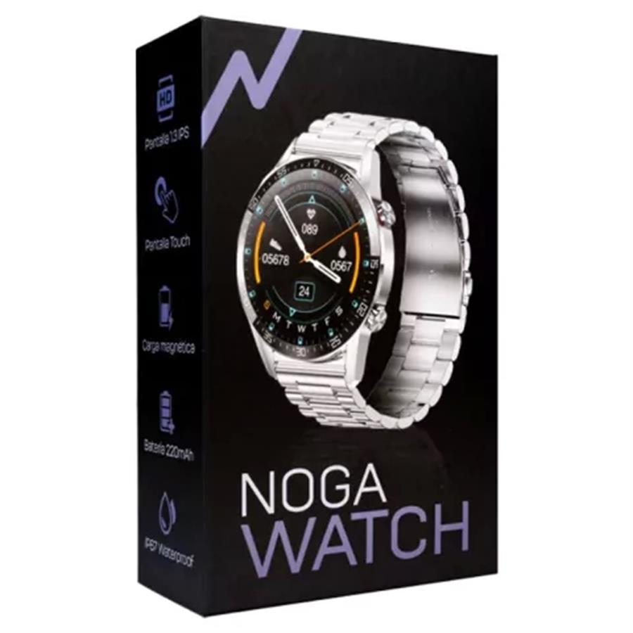 Reloj Smart Noga Sw13 Plateado Metallico (LLAMADAS+RES Agua)